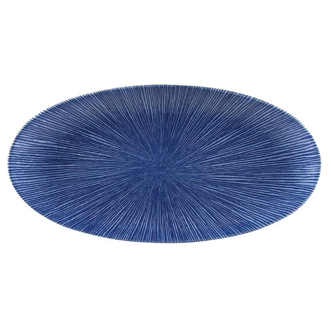 Churchill Studio Prints Agano Oval Chefs Plates Blue 347 x 173mm (Pack of 6)