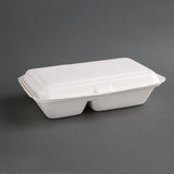 Fiesta Green Compostable Bagasse Two-Compartment Hinged Food Containers 253mm (Pack of 200)