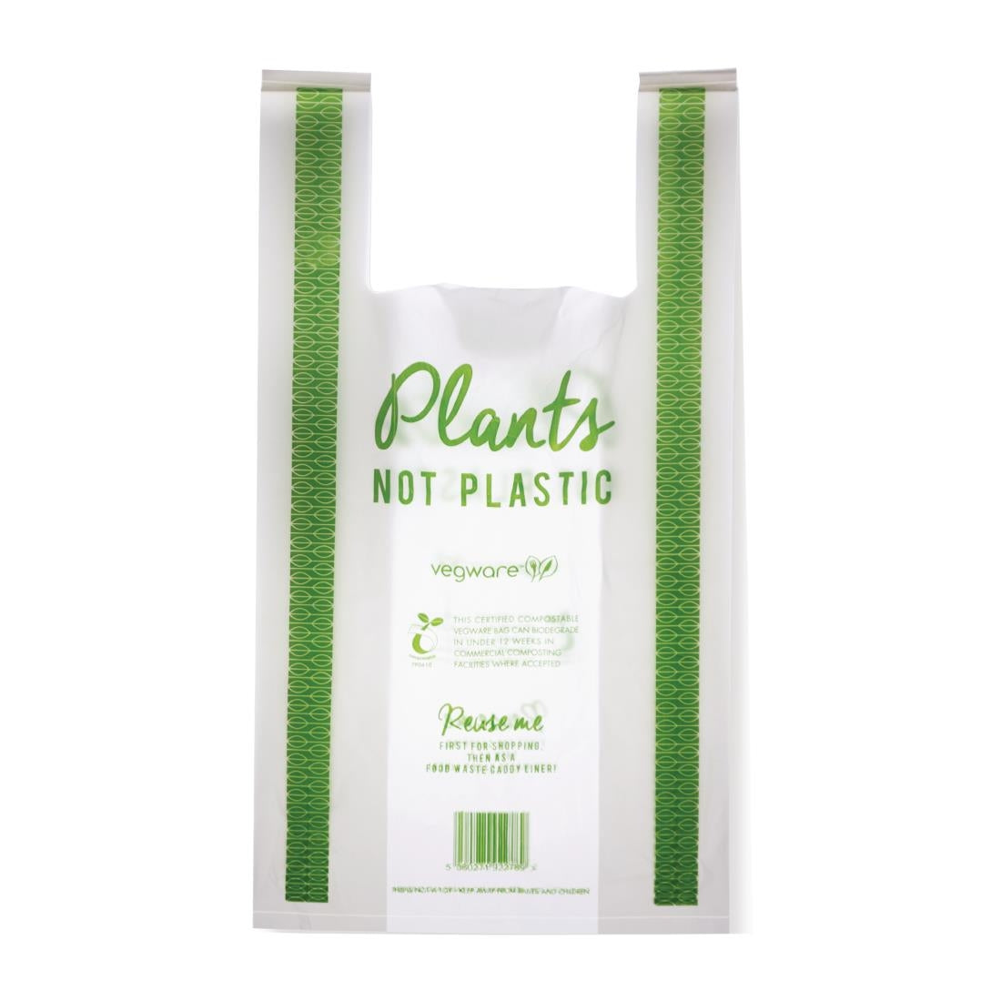 Vegware Compostable PLA Carrier Bags Medium (Pack of 500)