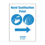 Hand Sanitisation Point Arrow Left Sign A5 Self-Adhesive