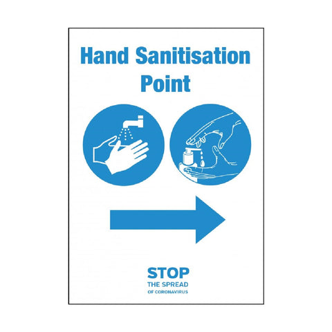 Hand Sanitisation Point Arrow Left Sign A5 Self-Adhesive