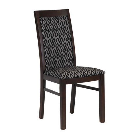 Brooklyn Padded Back Dark Walnut Dining Chair with Blue Diamond Padded Seat and Back (Pack of 2)