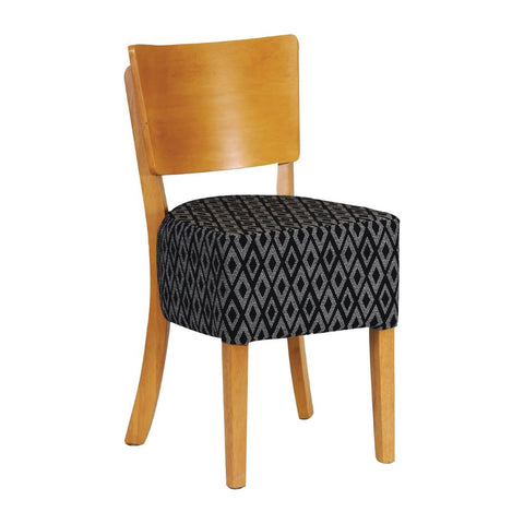 Asti Padded Soft Oak Dining Chair with Blue Diamond Deep Padded Seat and Back (Pack of 2)