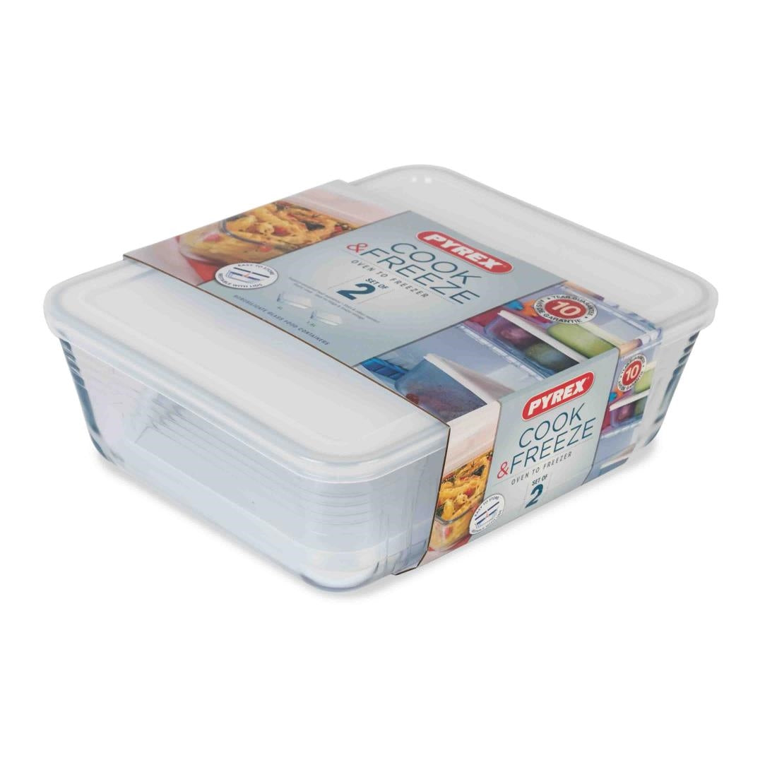 Pyrex Cook & Freeze 2 Piece Rectangular Storage Set 1.5Ltr & 4Ltr