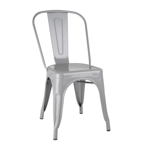 Bolero Bistro Steel Side Chairs Grey (Pack of 4)