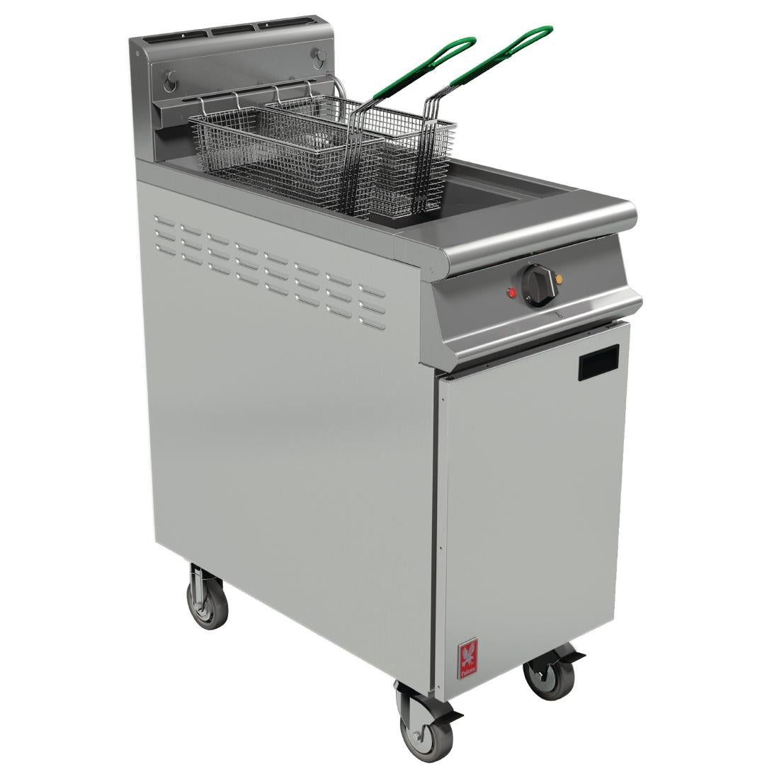 Falcon Dominator Plus Twin Basket Gas Fryer with Filtration & Fryer Angel in Castors Natural Gas