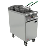 Falcon Dominator Plus Twin Basket Fryer with Fryer Angel on Castors