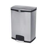 Rubbermaid Slim Jim Front Step-On Pedal Bin 90Ltr - Stainless Steel