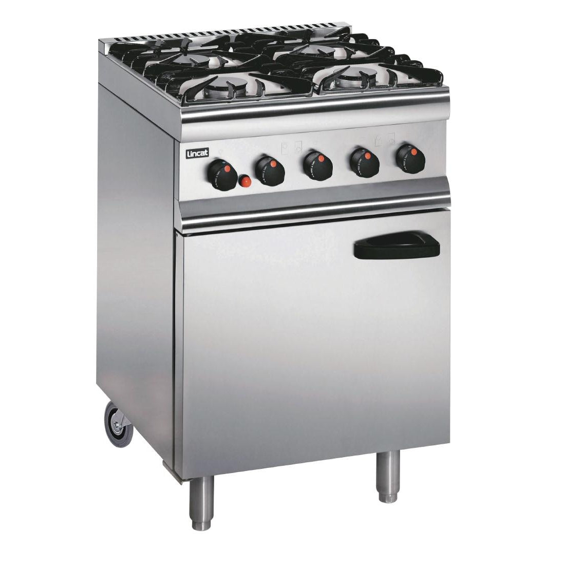 Lincat Silverlink 600 Natural Gas 4 Burner Oven Range with Rear Castors SLR6C/N