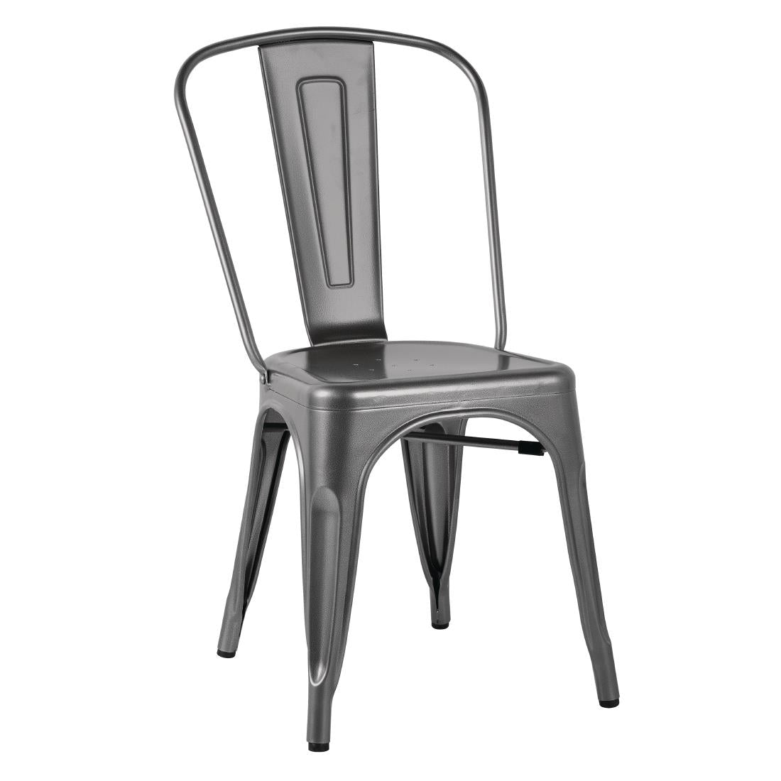 Bolero Bistro Steel Side Chairs Gun Metal Grey (Pack of 4)