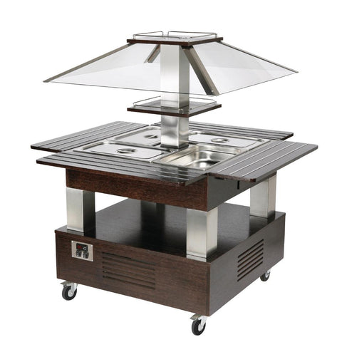 Roller Grill Chilled Salad Bar Square Dark Wood