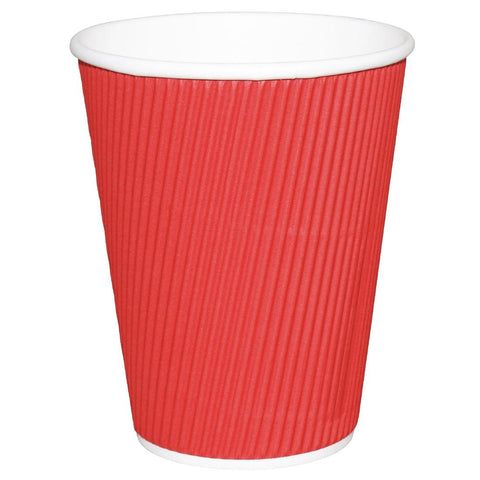 Fiesta Ripple Wall Takeaway Coffee Cups Red 225ml / 8oz x 25