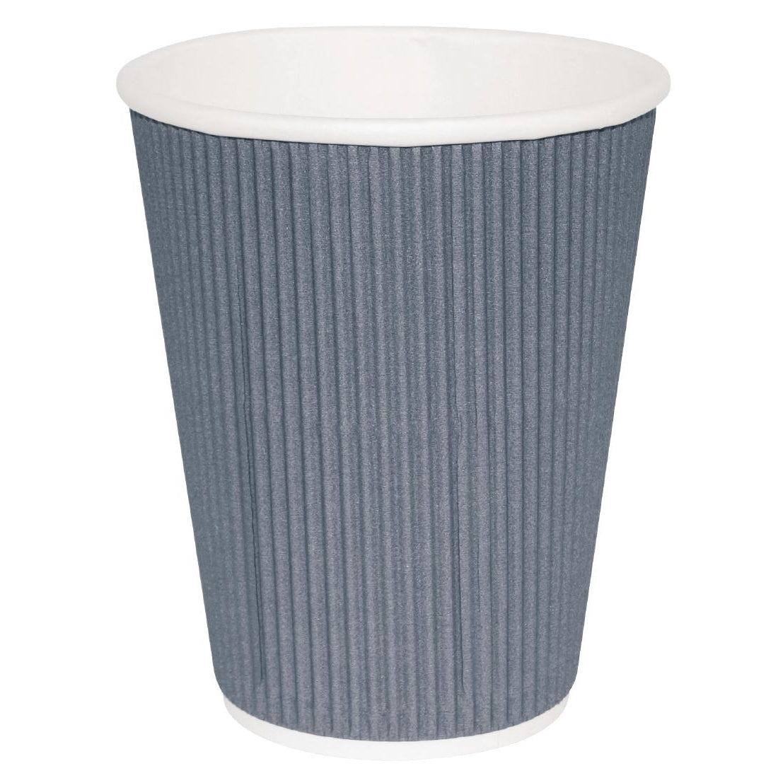 Fiesta Recyclable Coffee Cups Ripple Wall Charcoal 225ml / 8oz (Pack of 25)