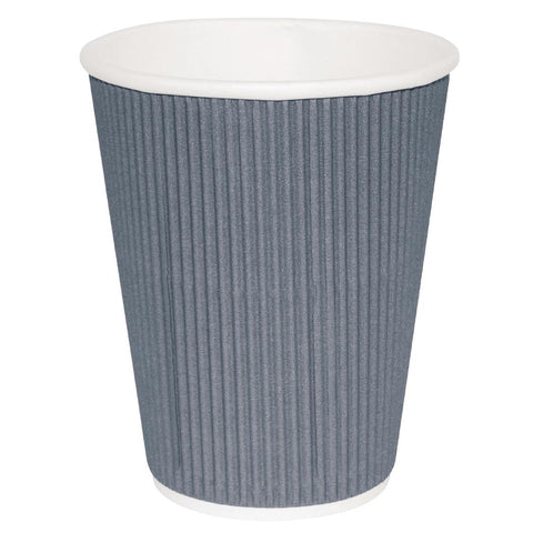 Fiesta Ripple Wall Takeaway Coffee Cups Charcoal 225ml / 8oz x 500