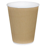 Fiesta Ripple Wall Takeaway Coffee Cups Kraft 225ml / 8oz x 500