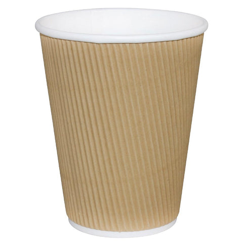 Fiesta Ripple Wall Takeaway Coffee Cups Kraft 340ml / 12oz x 25