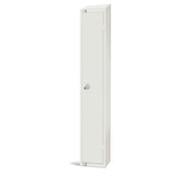 Elite Single Door Coin Return Locker with Sloping Top White