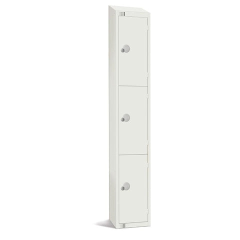 Elite Three Door Manual Combination Locker Locker White with Sloping Top