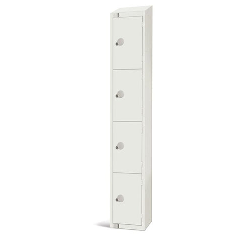 Elite Four Door Camlock Locker with Sloping Top White