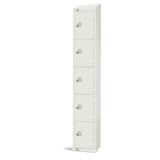 Elite Five Door Coin Return Locker with Sloping Top White