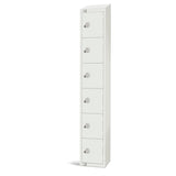 Elite Six Door Coin Return Locker with Sloping Top White