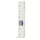 Elite Six Door Padlock Locker with Sloping Top White