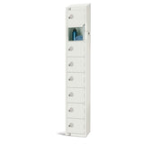 Elite Eight Door Padlock Locker with Sloping Top White