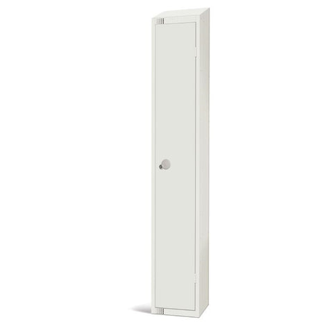 Elite Single Door Camlock Locker with Sloping Top White