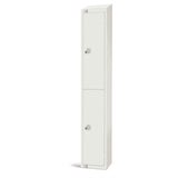 Elite Double Door Coin Return Locker with Sloping Top White