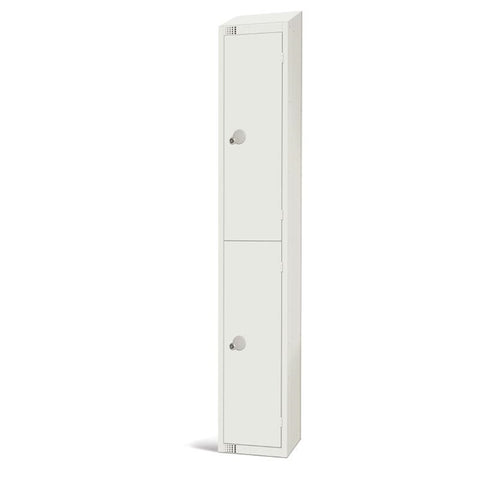 Elite Double Door Coin Return Locker with Sloping Top White