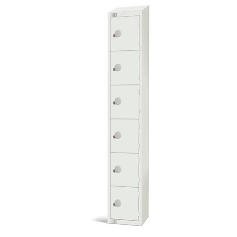 Elite Six Door Manual Combination Locker Locker White with Sloping Top