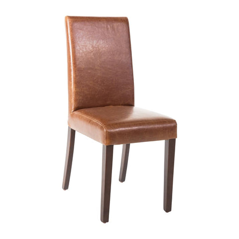 Bolero Faux Leather Dining Chair Antique Tan (Pack of 2)