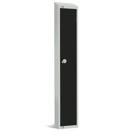 Elite Single Door Coin Return Locker with Sloping Top Black