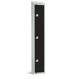 Elite Three Door Camlock Locker with Sloping Top Black