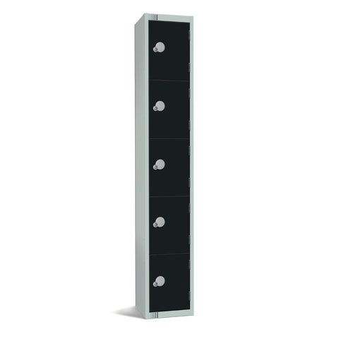 Elite Five Door Coin Return Locker Black