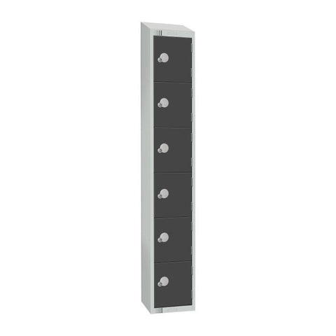 Elite Six Door Padlock Locker with Sloping Top Graphite Grey