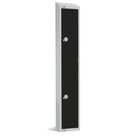 Elite Double Door Coin Return Locker with Sloping Top Graphite Black