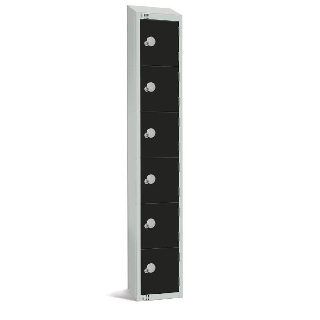 Elite Six Door Padlock Locker with Sloping Top Black