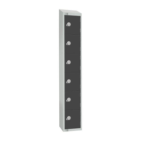 Elite Six Door Coin Return Locker with Sloping Top Graphite Grey