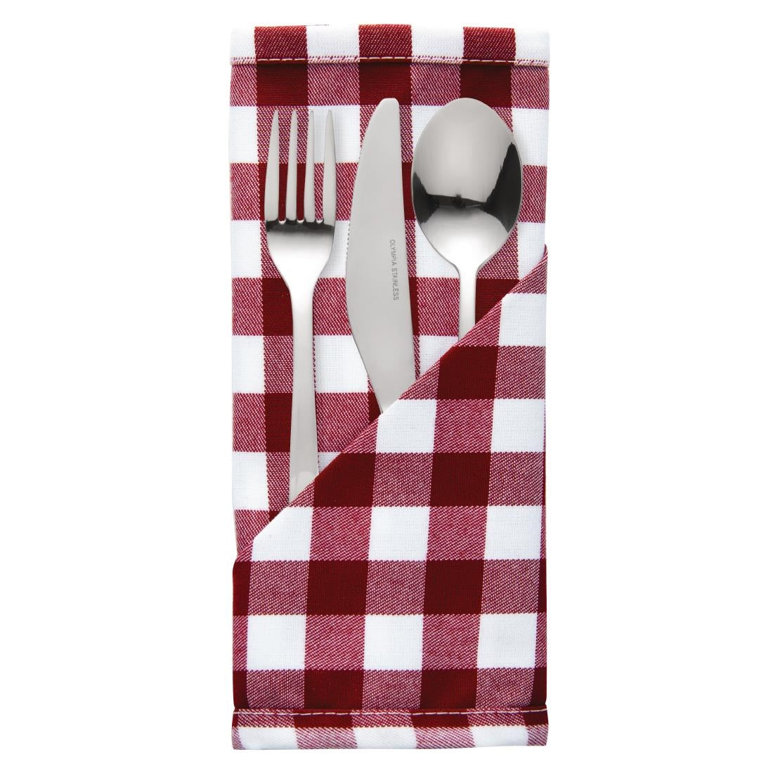 Gingham Polyester Napkins Red Check (10 pack)