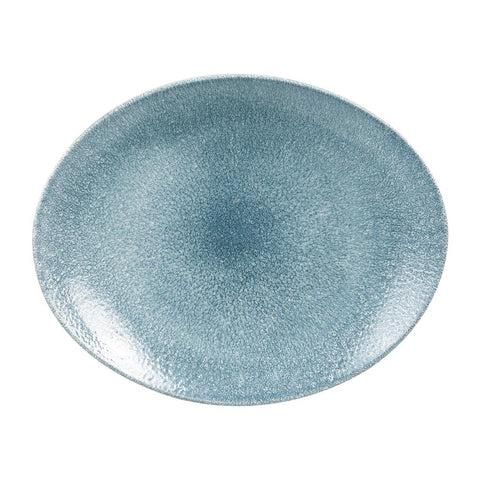 Churchill Studio Prints Raku Oval Coupe Plates Topaz Blue 270mm