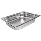 Vogue Stainless Steel Perforated 1/2 Gastronorm Pan 100mm