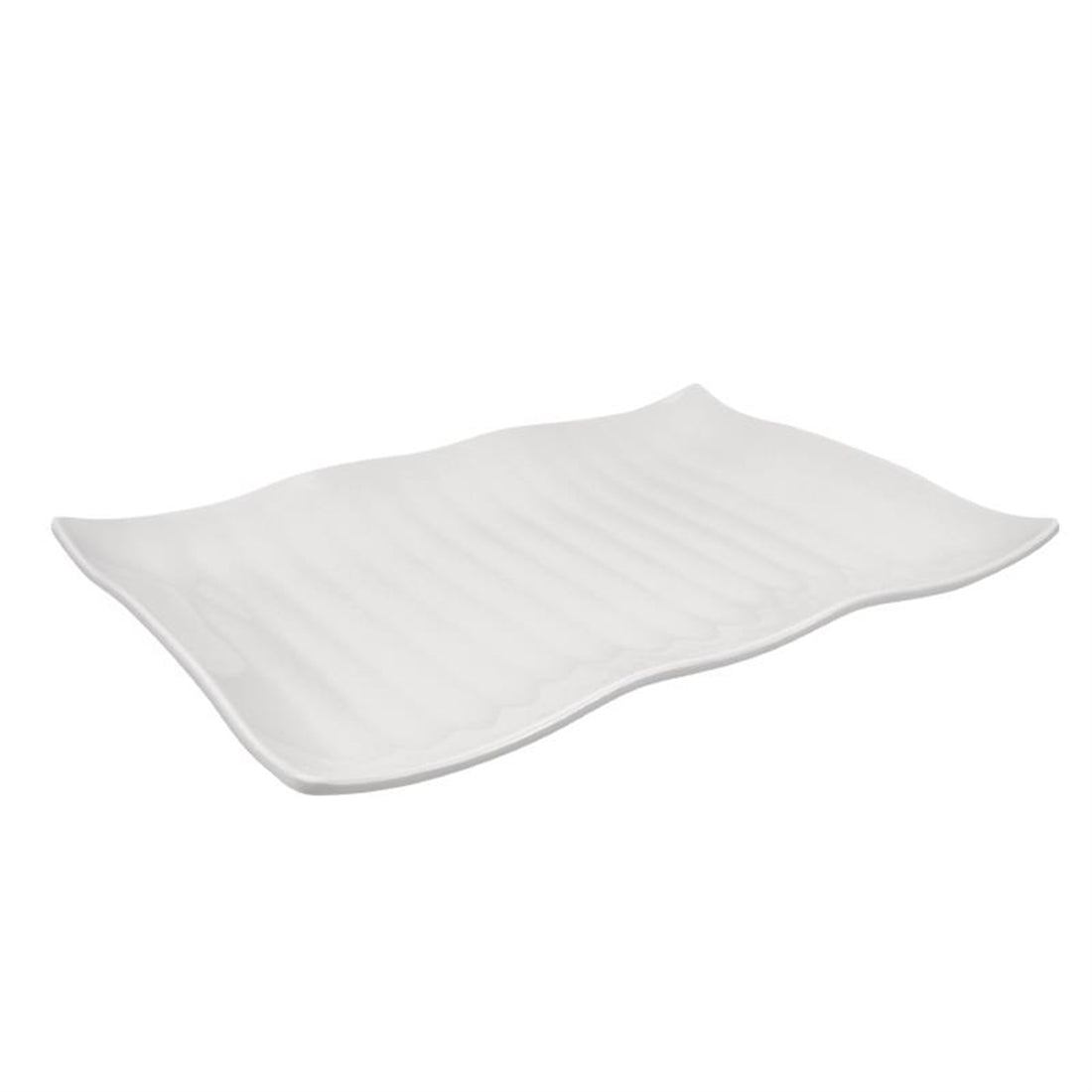 Dalebrook Melamine Ribbed Wavy Platter White 420mm