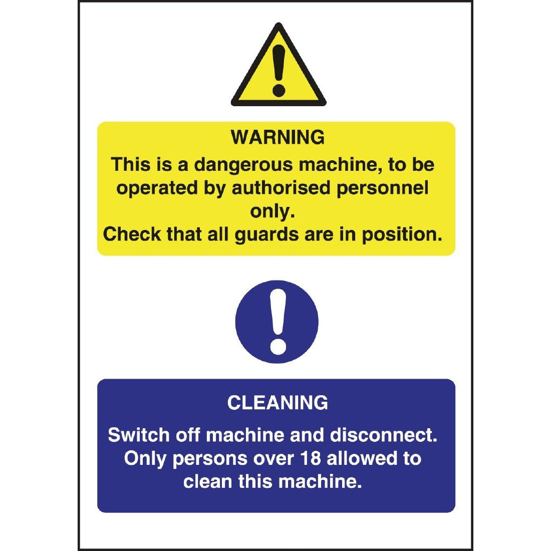 Vogue Dangerous Machine Cleaning Sign