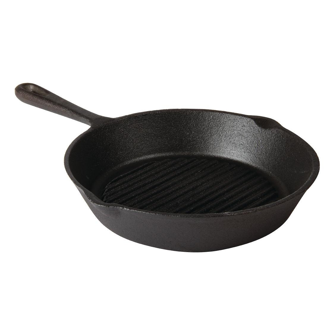 Vogue Round Cast Iron Ribbed Skillet Pan 26cm