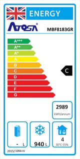 Atosa MBF8183GR Double Door Upright Freezer 1300 Litres