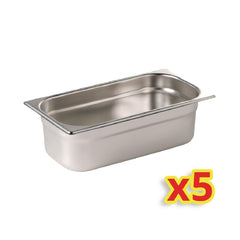 Vogue Stainless Steel Gastronorm Container Kit 1/4 (5 pack)