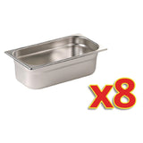 Vogue Stainless Steel Gastronorm Tray Set 8 x 1/3