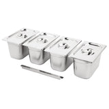 Vogue Stainless Steel Gastronorm Tray Set 4 1/4 with Lids