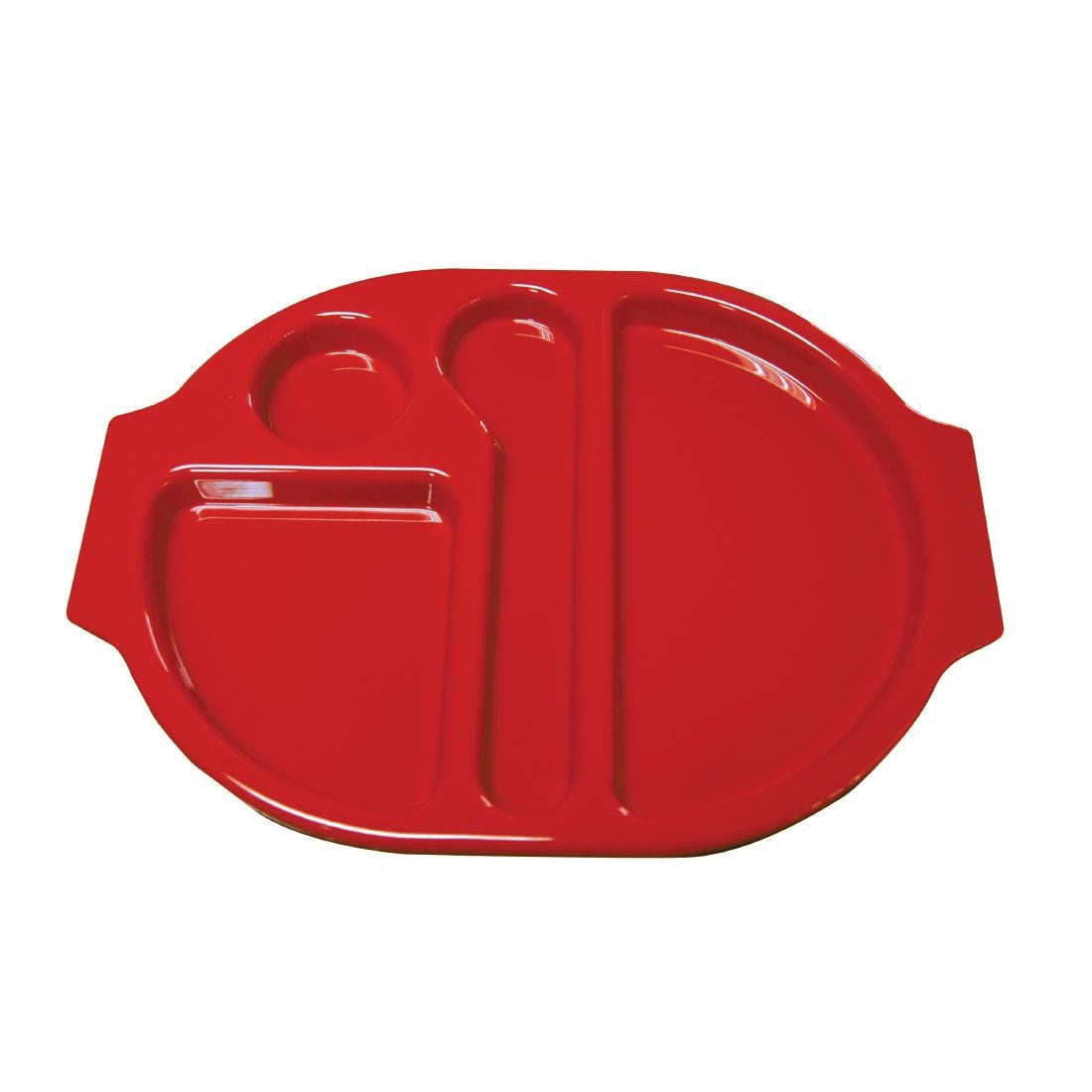 Olympia Kristallon Large Polypropylene Compartment Food Trays Red 374mm